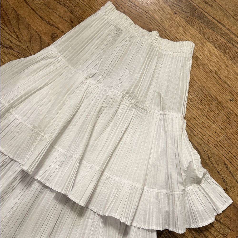 Howard Wolf USA white tiered polyester/cotton skirt vintage size 8 - Picture 2 of 7